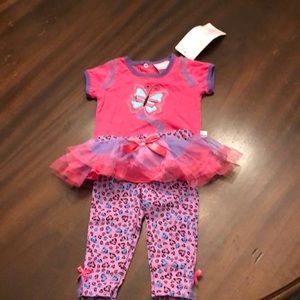 Tutu animal print leggings with butterfly too
